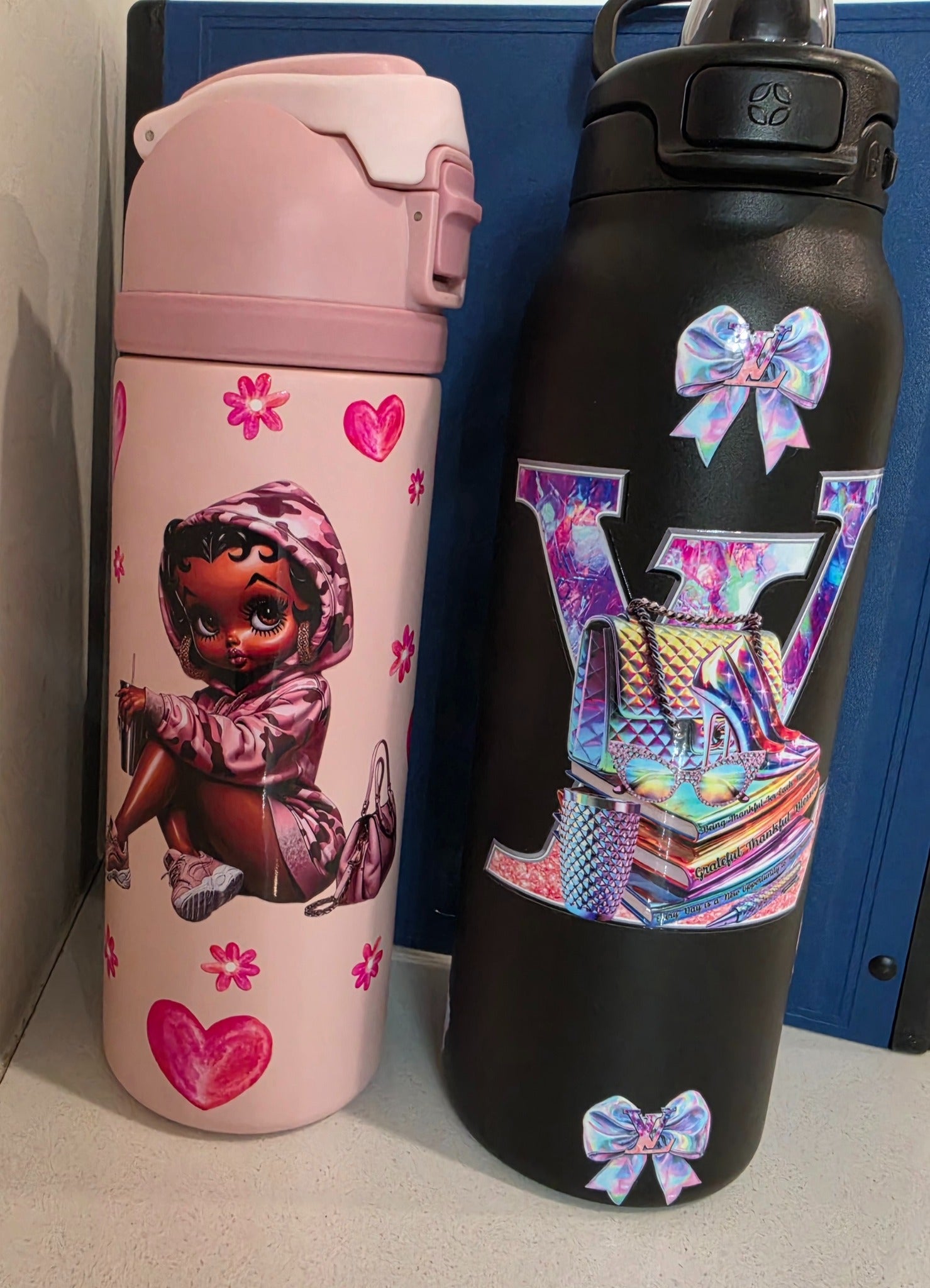 Pink & Black Louis Vuitton-Inspired 32oz UV DTF Cup