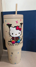 Hello Kitty Louis Vuitton-Inspired 40oz UV DTF Cup with Handle